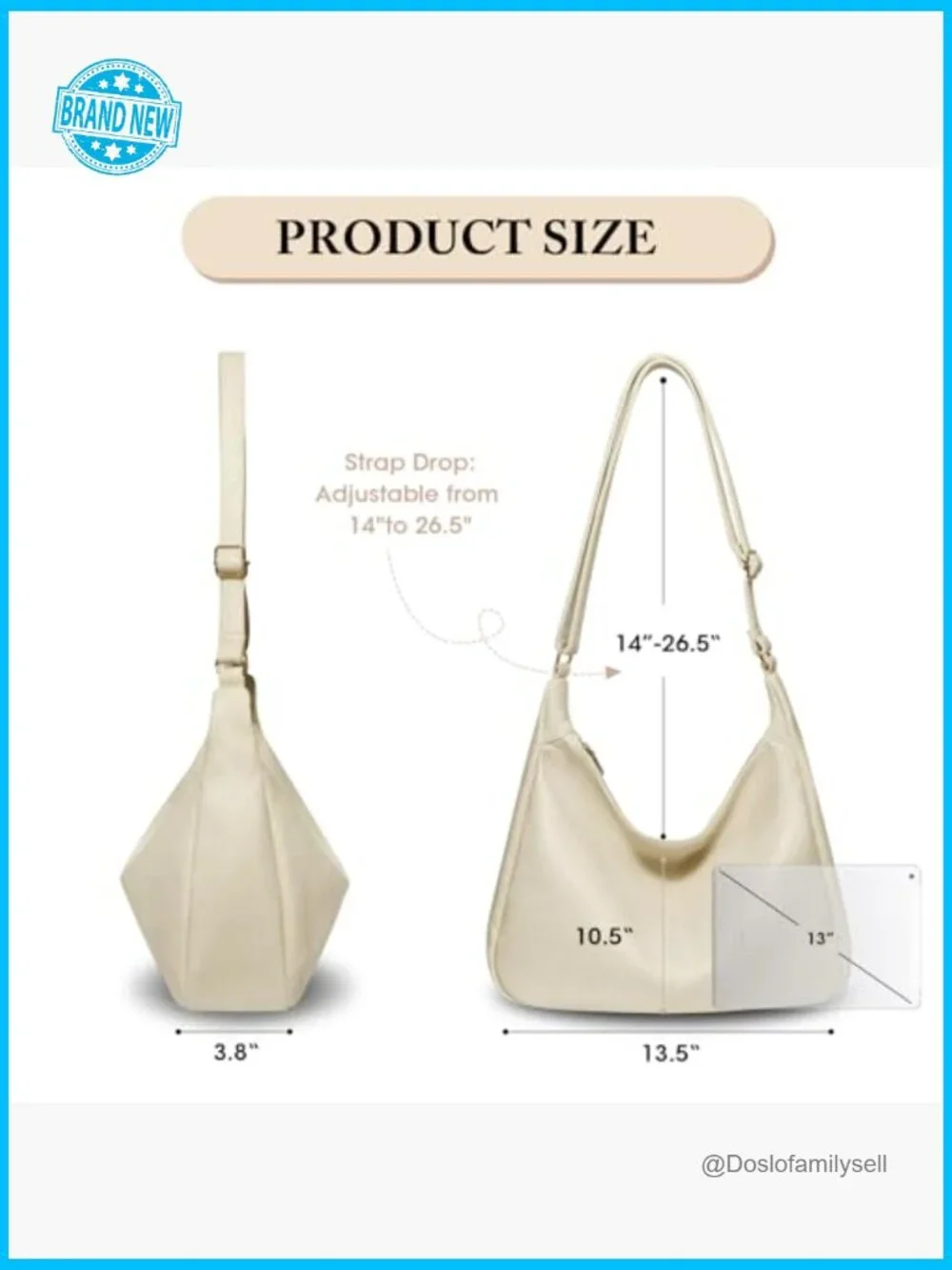 Foldable Vegan Leather Slouchy Hobo Tote Bag Adjustable Shoulder Strap Handbag